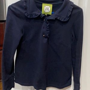 Elizabeth McKay navy cotton ruffle top size xs